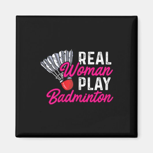 Echte vrouw speelt badminton badminton speler shut magneet (Voorkant)