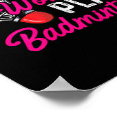 Echte vrouw speelt badminton badmintonspeler shutt poster (Hoek)