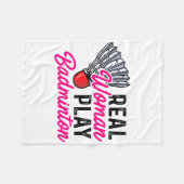 Echte vrouw speelt badminton speler shuttle fleece deken (Voorkant (Horizontaal))