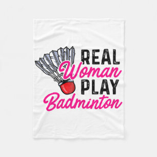 Echte vrouw speelt badminton speler shuttle fleece deken