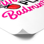 Echte vrouw speelt badminton speler shuttle poster (Hoek)
