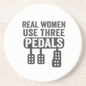 Echte vrouwen gebruiken drie pedalen Grappige hand Zandsteen Onderzetter (Voorkant)