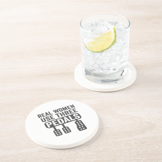 Echte vrouwen gebruiken drie pedalen Grappige hand Zandsteen Onderzetter (Zijkant)