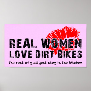 Echte Vrouwen Grappige Motocross Dirt Bike Poster 