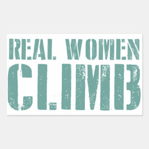 Echte vrouwen klimmen rechthoekige sticker