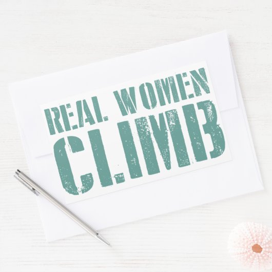 Echte vrouwen klimmen rechthoekige sticker (Envelop)
