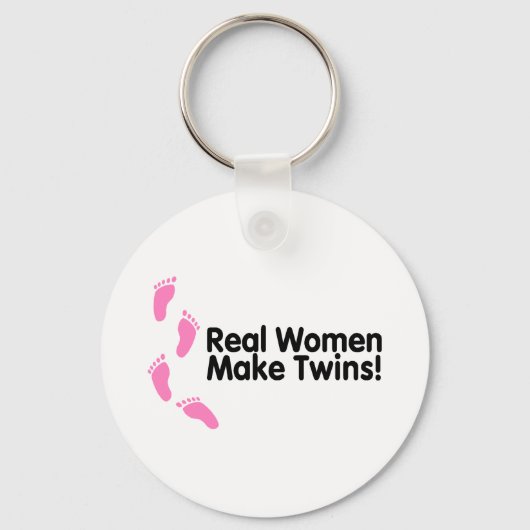 Echte vrouwen maken tweelingen (roze voetafdrukken sleutelhanger (Voorkant)