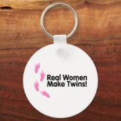 Echte vrouwen maken tweelingen (roze voetafdrukken sleutelhanger (Voorkant)
