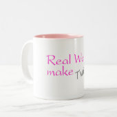 Echte vrouwen maken tweelingen tweekleurige koffiemok (Voorkant links)