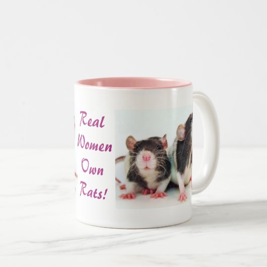 Echte vrouwen met eigen ratten! tweekleurige koffiemok (Voorkant rechts)