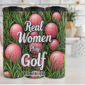 Echte vrouwen spelen golf grafisch thermosbeker