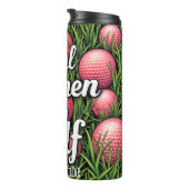 Echte vrouwen spelen golf grafisch thermosbeker (Geroteerd rechts)