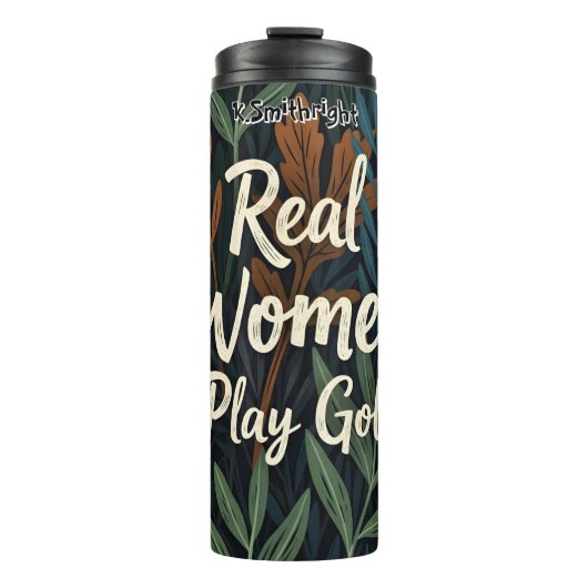 Echte vrouwen spelen golf kunst thermosbeker (Voorkant)