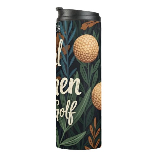 Echte vrouwen spelen golf kunst thermosbeker (Geroteerd rechts)