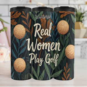 Echte vrouwen spelen golf kunst thermosbeker