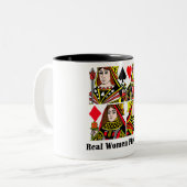 Echte vrouwen spelen poker tweekleurige koffiemok (Voorkant links)