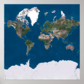 Echte wereldkaart van kleurensatelliet poster (Voorkant)