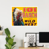 Echte Wild West Show, 1910. Oude reclame Poster (Thuiskantoor)