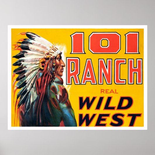 Echte Wild West Show, 1910. Oude reclame Poster (Voorkant)
