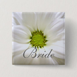 echte witte dagbloem bruiloft vierkante button 5,1 cm