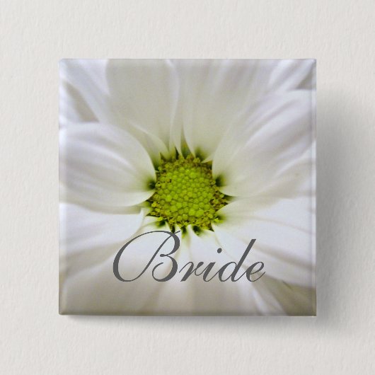 echte witte dagbloem bruiloft vierkante button 5,1 cm (Voorkant)