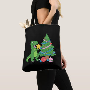 Echte Worsteling Dinosaurus Kerstboom Ster Kerstmi Tote Bag