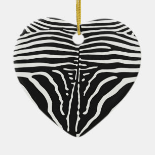 Echte zebra huid print - zwart witte streep keramisch ornament