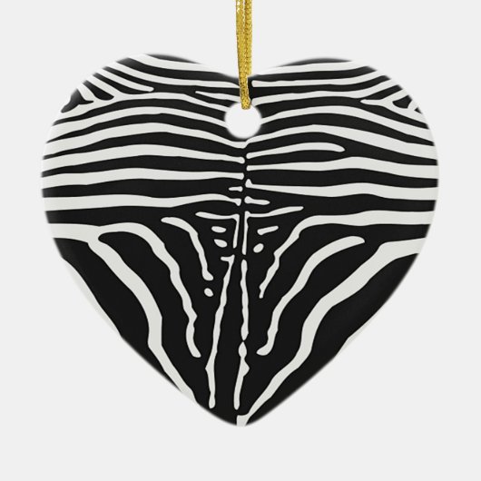 Echte zebra huid print - zwart witte streep keramisch ornament (Voorkant)