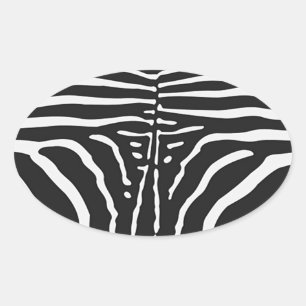 Echte zebra huidprint - zwart witte streep ovale sticker