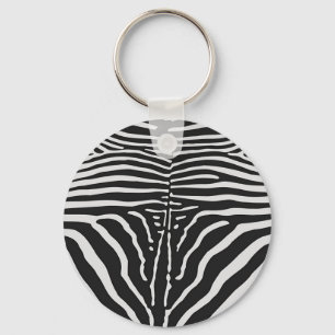 Echte zebra huidprint - zwart witte streep sleutelhanger