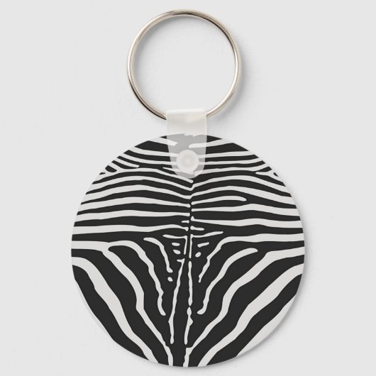 Echte zebra huidprint - zwart witte streep sleutelhanger (Voorkant)