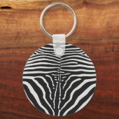 Echte zebra huidprint - zwart witte streep sleutelhanger (Voorkant)