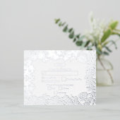 Echte Zilveren Folie Bloemen Botanische Huwelijk R Folie Uitnodiging Briefkaart (Staand Voorkant)