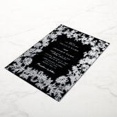 Echte Zilveren Folie Bloemen Botanische Zwarte Huw Folie Uitnodiging (Gedraaid)