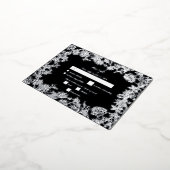 Echte Zilveren Folie Bloemen Zwart Huwelijk RSVP Folie Uitnodiging Briefkaart (Gedraaid)