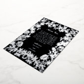 Echte Zilveren Folie Bloemen Zwarte bruiloft Dank  Folie Uitnodiging (Gedraaid)