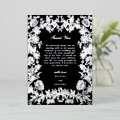 Echte Zilveren Folie Bloemen Zwarte bruiloft Dank  Folie Uitnodiging (Staand Voorkant)