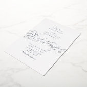 Echte Zilveren Folie Classy Luxe Witte Huwelijk Folie Uitnodiging (Gedraaid)