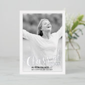 Echte zilveren folie Klasse van 2023 manuscriptfot Folie Uitnodiging (Staand Voorkant)