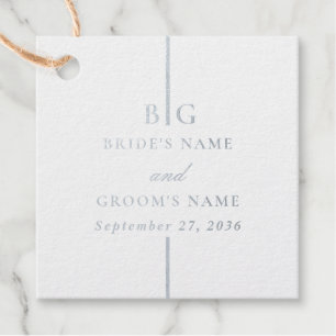 Echte Zilveren Folie Minimalistische Monogram Huwe Bedankjes Labels
