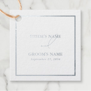 Echte Zilveren Folie Moderne Witte Huwelijk Bedankjes Labels