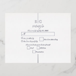 Echte zilveren folie Monogram bruiloft RSVP Folie Uitnodiging Briefkaart