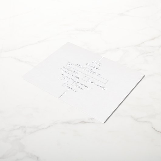 Echte zilveren folie Monogram bruiloft RSVP Folie Uitnodiging Briefkaart (Gedraaid)