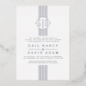 Echte zilveren folie strepen, bruiloft voor monogr folie uitnodiging (Voorkant)