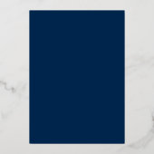 Echte Zilveren Folie Wedding Navy Blue Save the Da Uitnodiging (Achterkant)