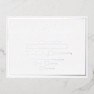 Echte Zilveren Folie Wit & Zilveren Huwelijk RSVP Uitnodiging Briefkaart