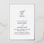 Echte Zilveren Folie Witte Huwelijk Save The Date Folie Uitnodiging (Voorkant)