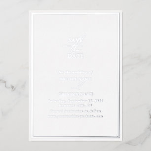 Echte Zilveren Folie Witte Huwelijk Save The Date Uitnodiging