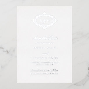 Echte Zilveren Folie Witte Huwelijk Save The Date Uitnodiging