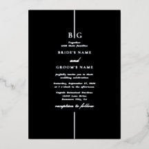 Echte Zilveren Folie Zwart Elegante Monogram Huwel